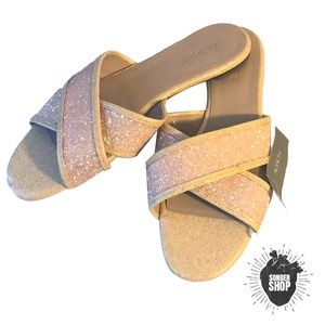NWT J. Crew Glitter Cora Crisscross Sandals Buff